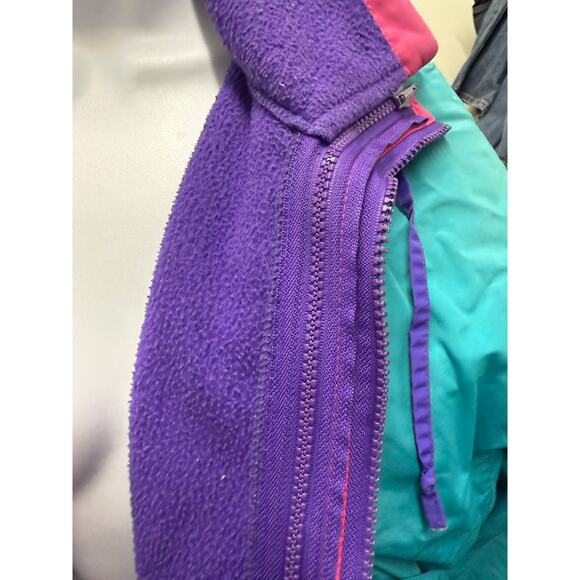 VTG 90's Cabin Creek Womens M Coat Ski 2 layers removable insert Purple Green - Picture 7 of 12